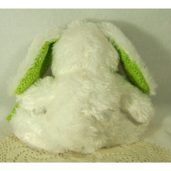 Easter Bunny Rabbit Plush White Carrot Paws Snow White and Soft Polka Dot Ribbon - Picture 2 of 5